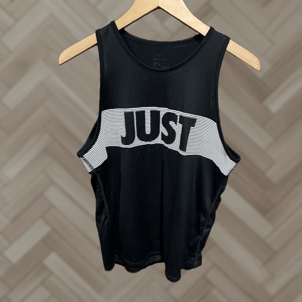 Nike Nike Women's Dri Fit Just Do It Tank Top L Black Sleeveless Regular Tank Sports Logo Workout Activewear Size L / US 10 / IT 46 - 1 Thumbnail