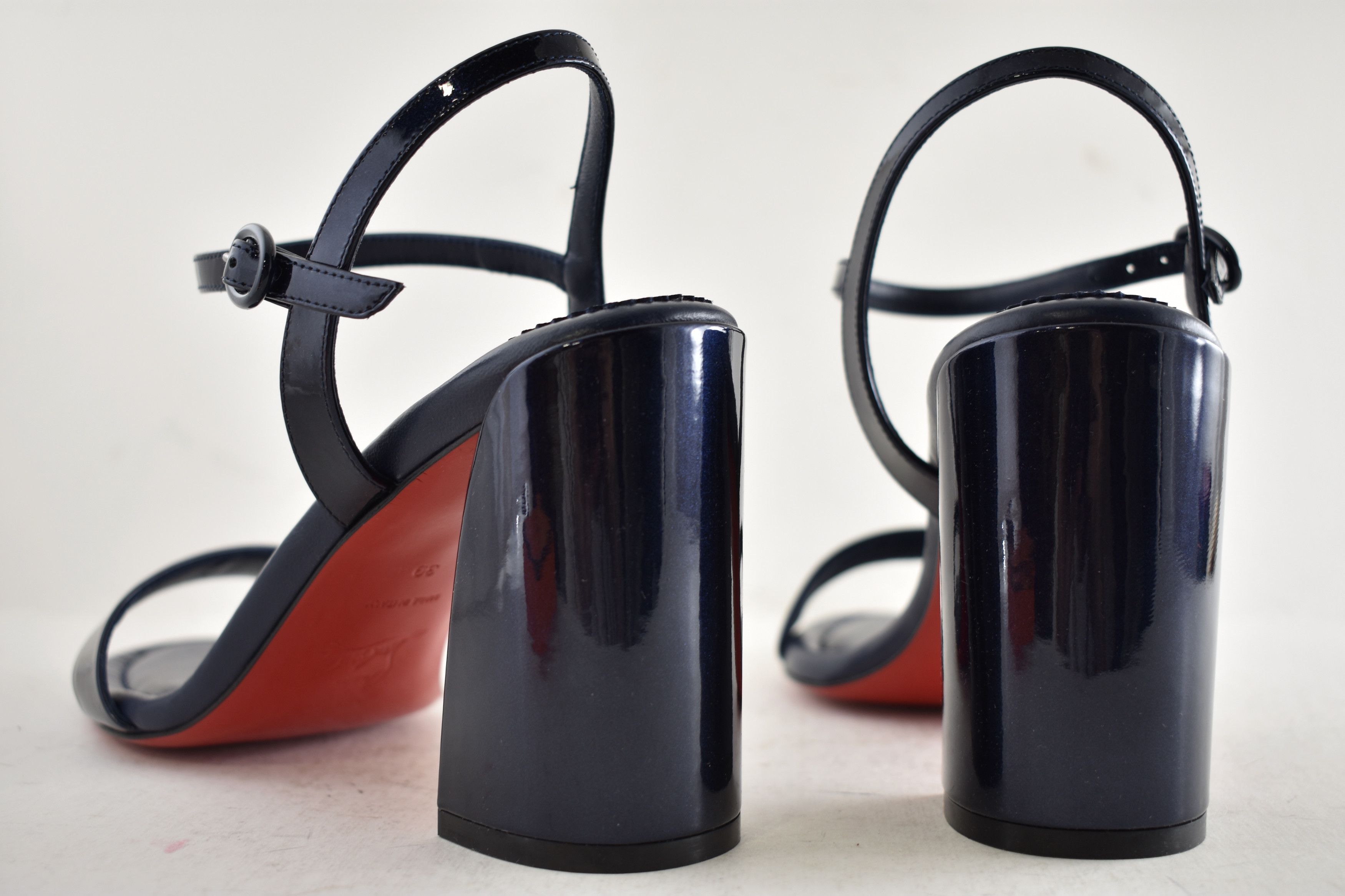 Christian Louboutin Miss Jane Sandal 85 Zaffiro Blue Ankle Strap Block Heel 40 Size US 10 / IT 40 - 15 Thumbnail