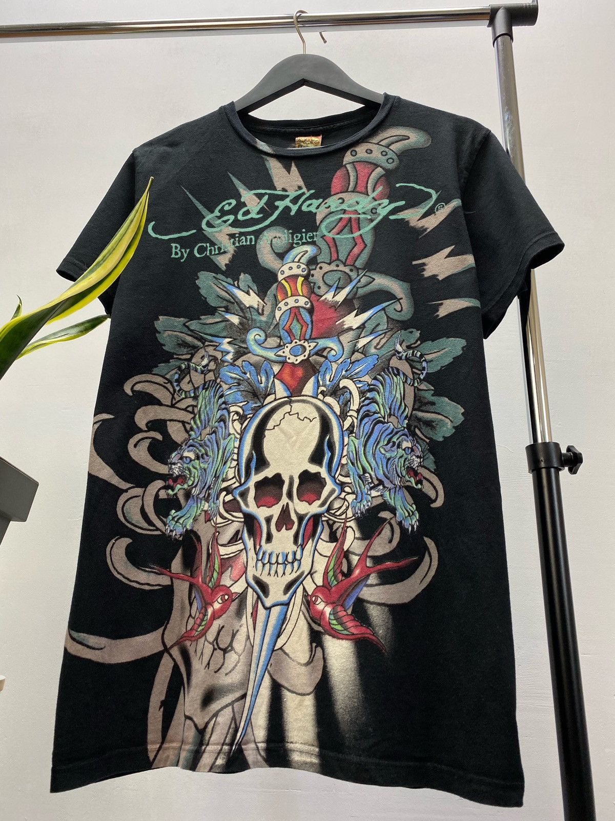 Christian Audigier Christian Audigier Crazy Y2K Ed Hardy Skull T-Shirt Vintage Size US L / EU 52-54 / 3 - 4 Thumbnail