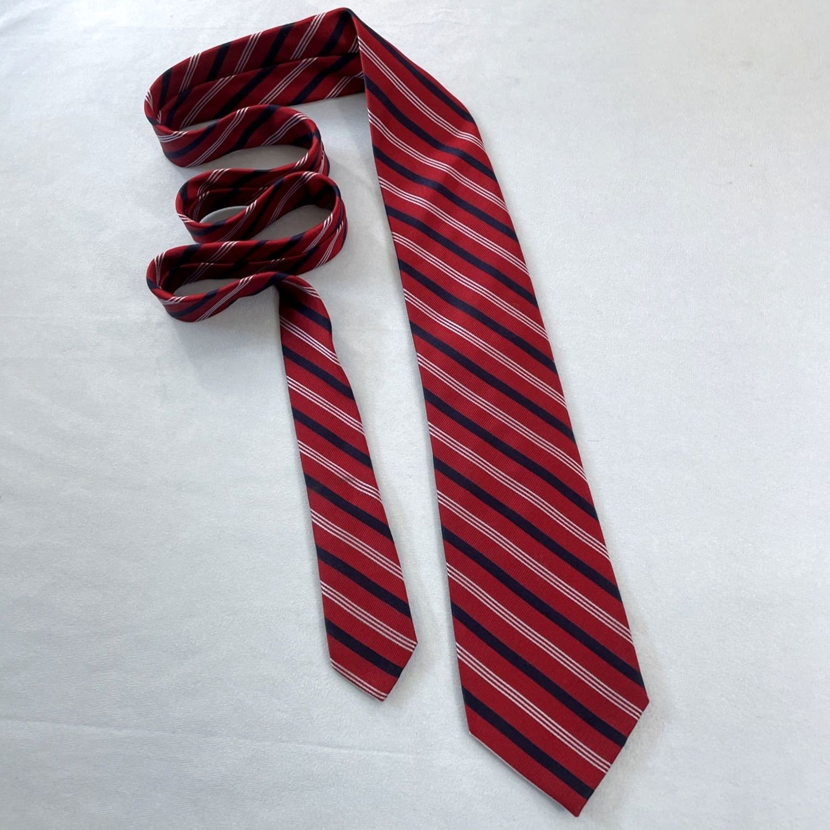 Vintage Eagle Silk Neck Tie Repp Striped Red White Blue 3.5x61" Classic Woven Tie Designer Men’s Size ONE SIZE - 4 Thumbnail