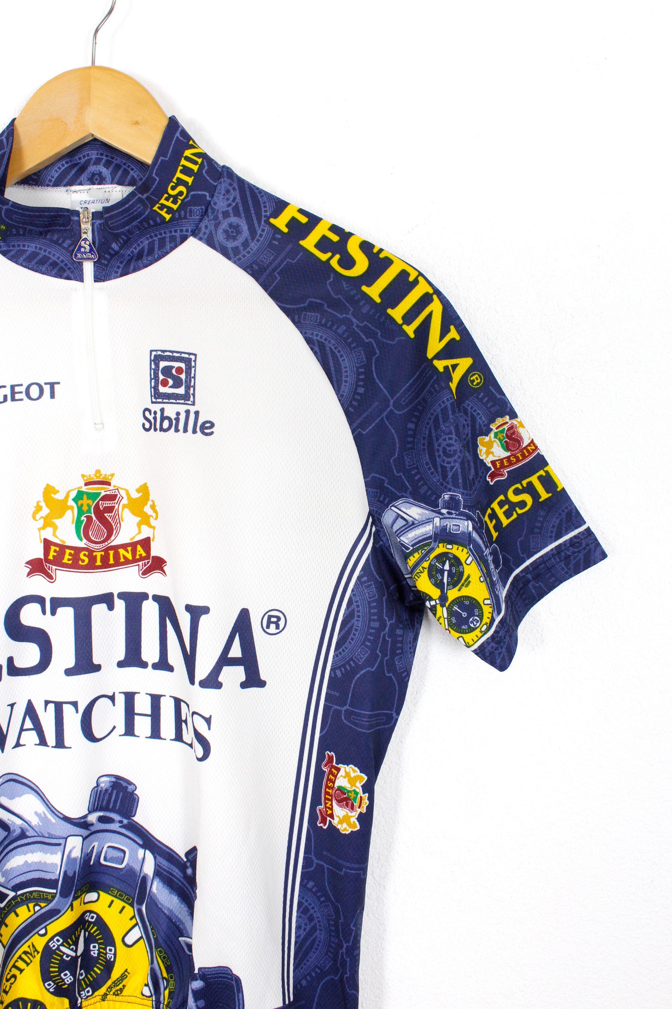Vintage Vintage Festina Watches Peugeot Cycle Jersey Tshirt Tee Size US L / EU 52-54 / 3 - 2 Thumbnail