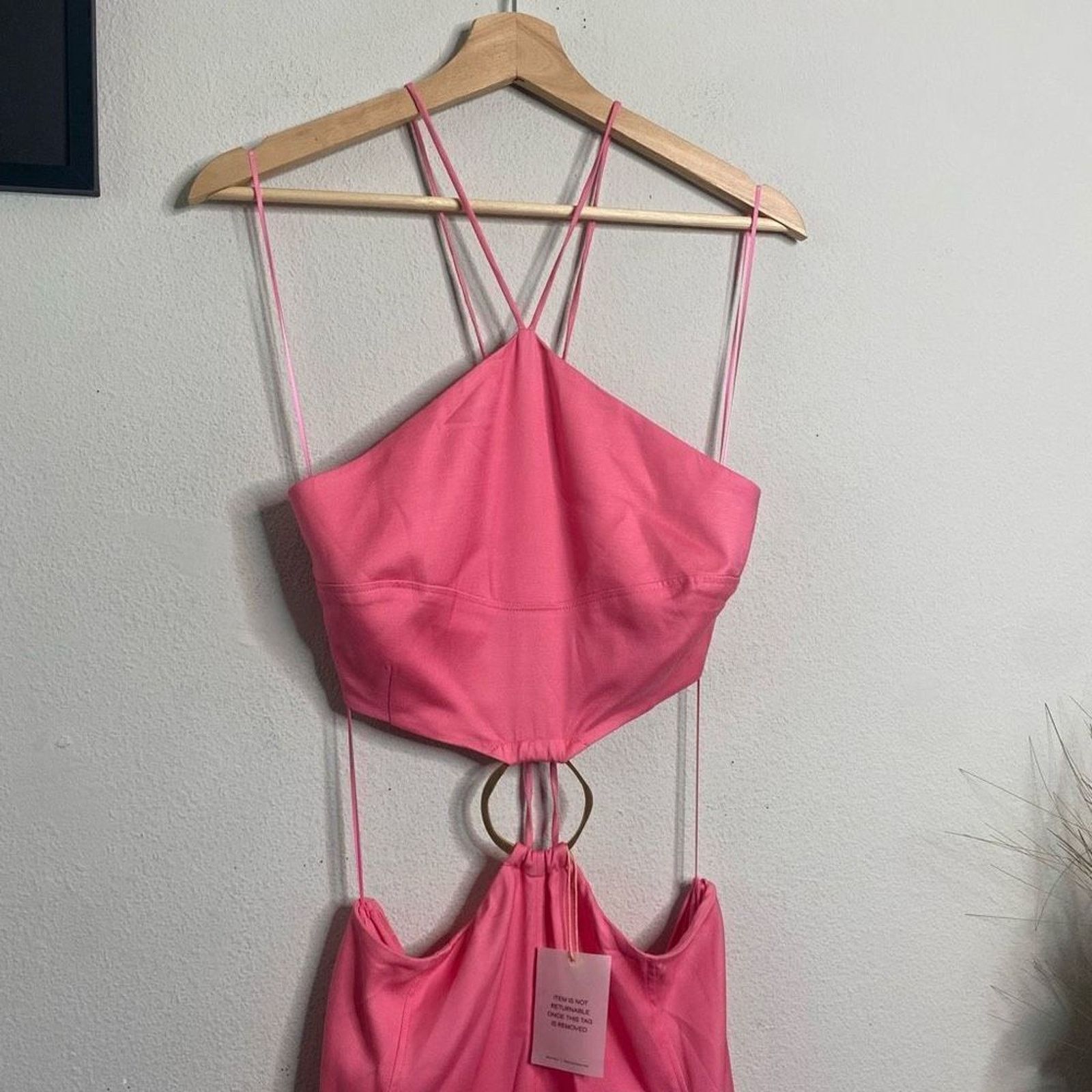 Cult Gaia Cult Gaia Dress Pink Halter Cut Out O-ring Midi Dress Size L Size L / US 10 / IT 46 - 3 Thumbnail