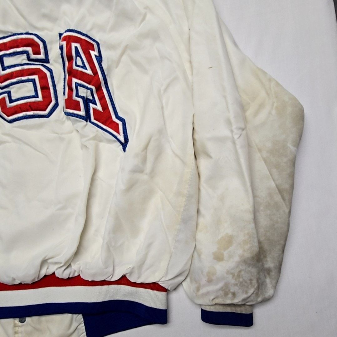 Vintage Vintage USA Olympic Training Jacket Artex White Mens Large Size US L / EU 52-54 / 3 - 3 Thumbnail