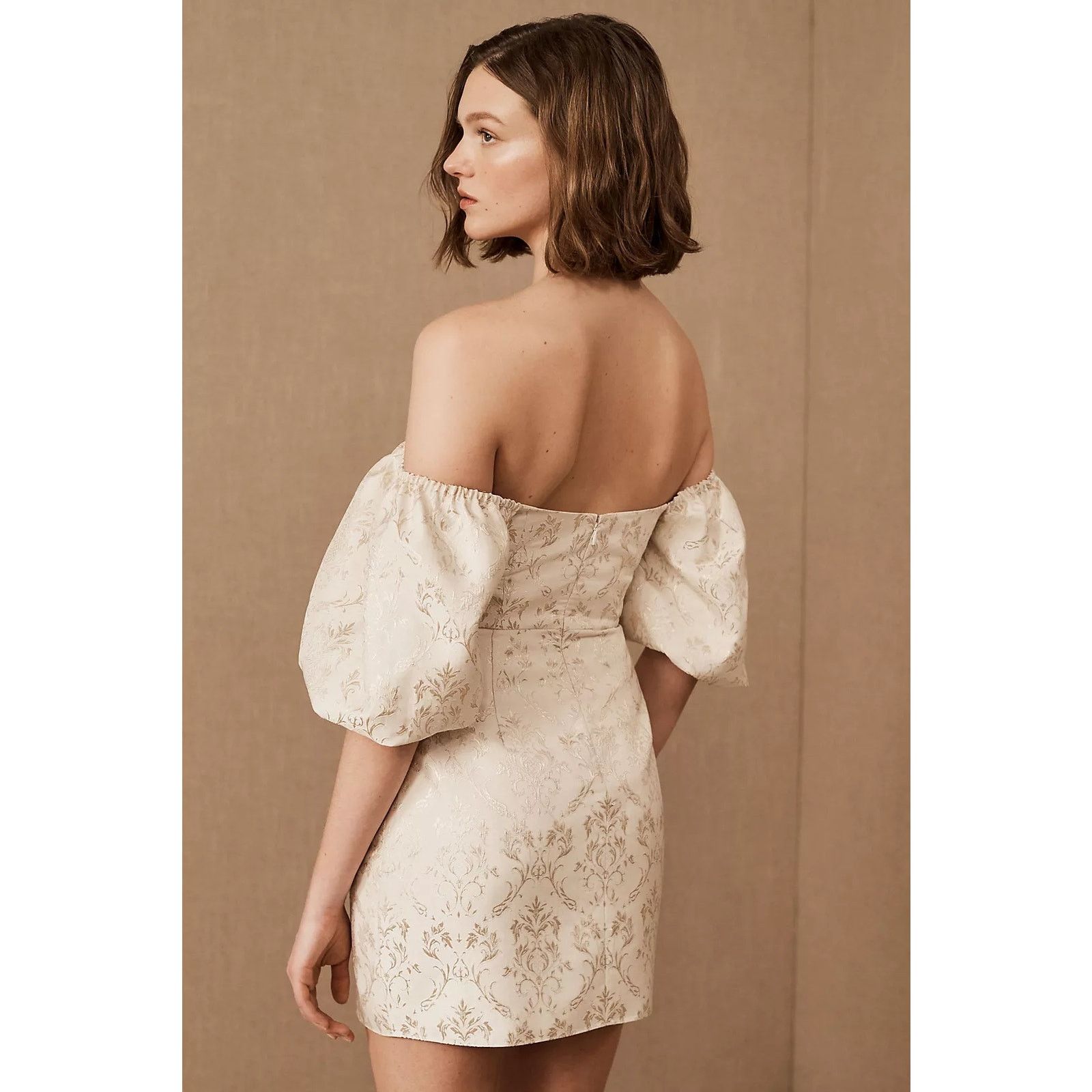 Anthropologie × Sachin & Babi New Sachin & Babi Kendal Mini Dress $248 SIZE 12 Ivory Gold Size XL / US 12-14 / IT 48-50 - 4 Thumbnail