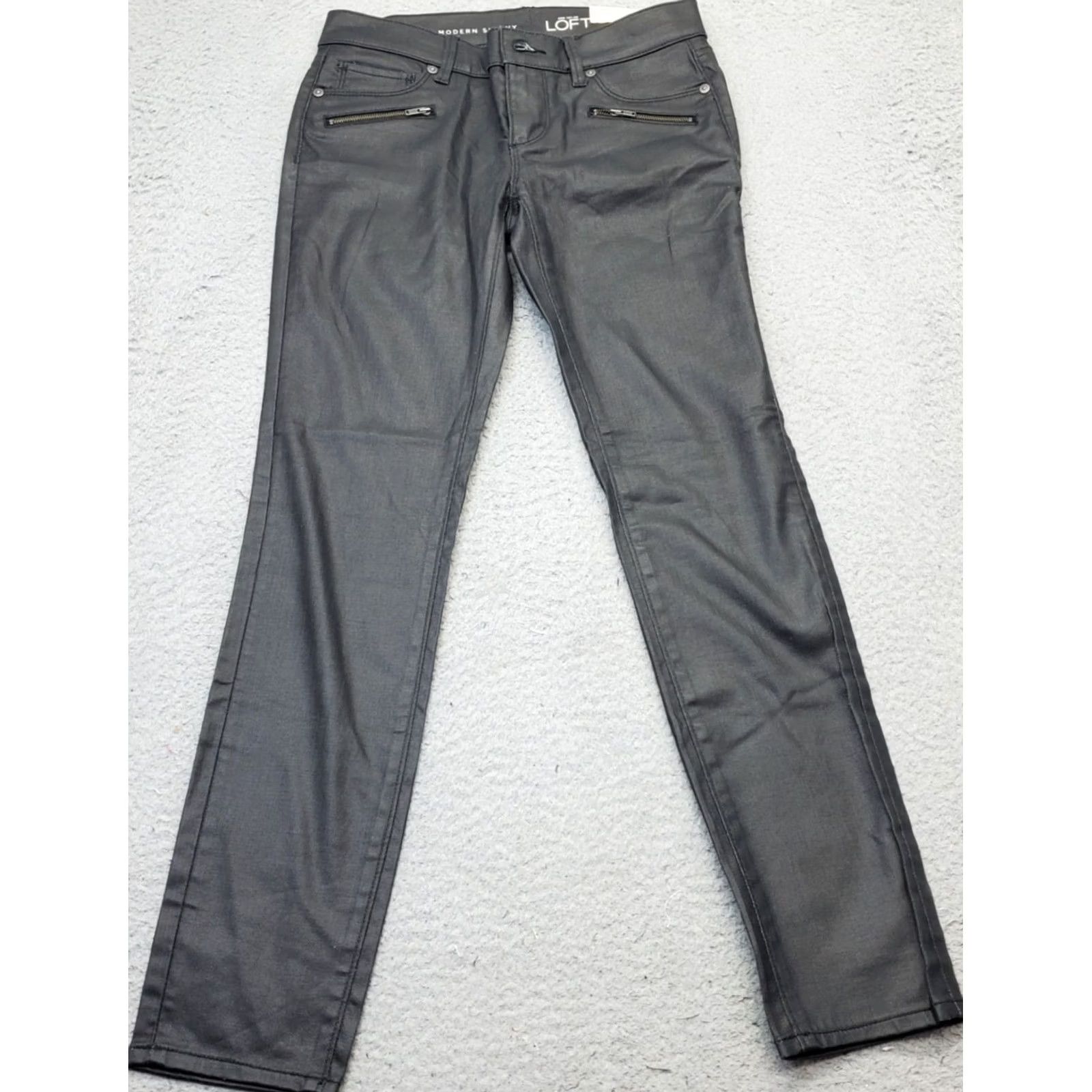 Loft LOFT Ann Taylor Pants Womens 0P Black Stretch High Waisted Modern Skinny Leg Size 25" / US 0 / IT 36 - 2 Thumbnail