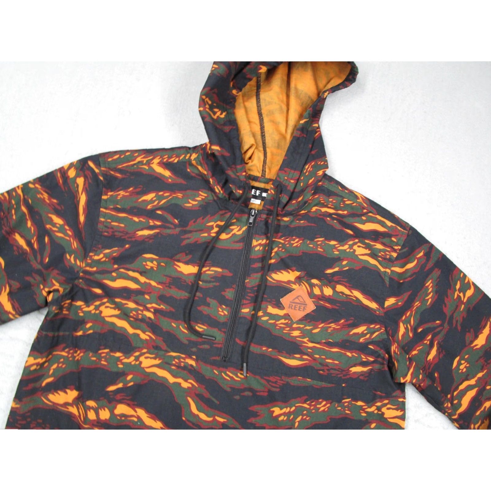REEF Reef Jacket Mens Small Black Tiger Camo Hooded 1/4 Zip Anorak Pullover Size US S / EU 44-46 / 1 - 2 Thumbnail