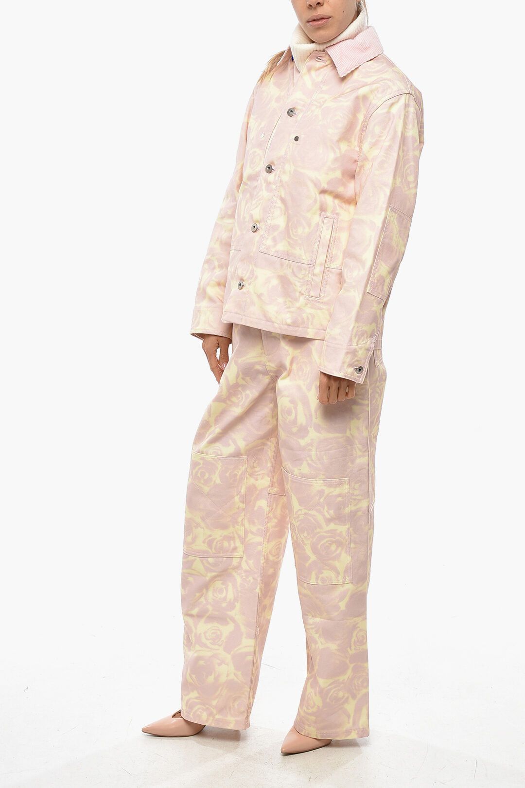 Burberry og1mm1225 Floral Patterned Denim Jacket in Pink Size S / US 4 / IT 40 - 4 Thumbnail
