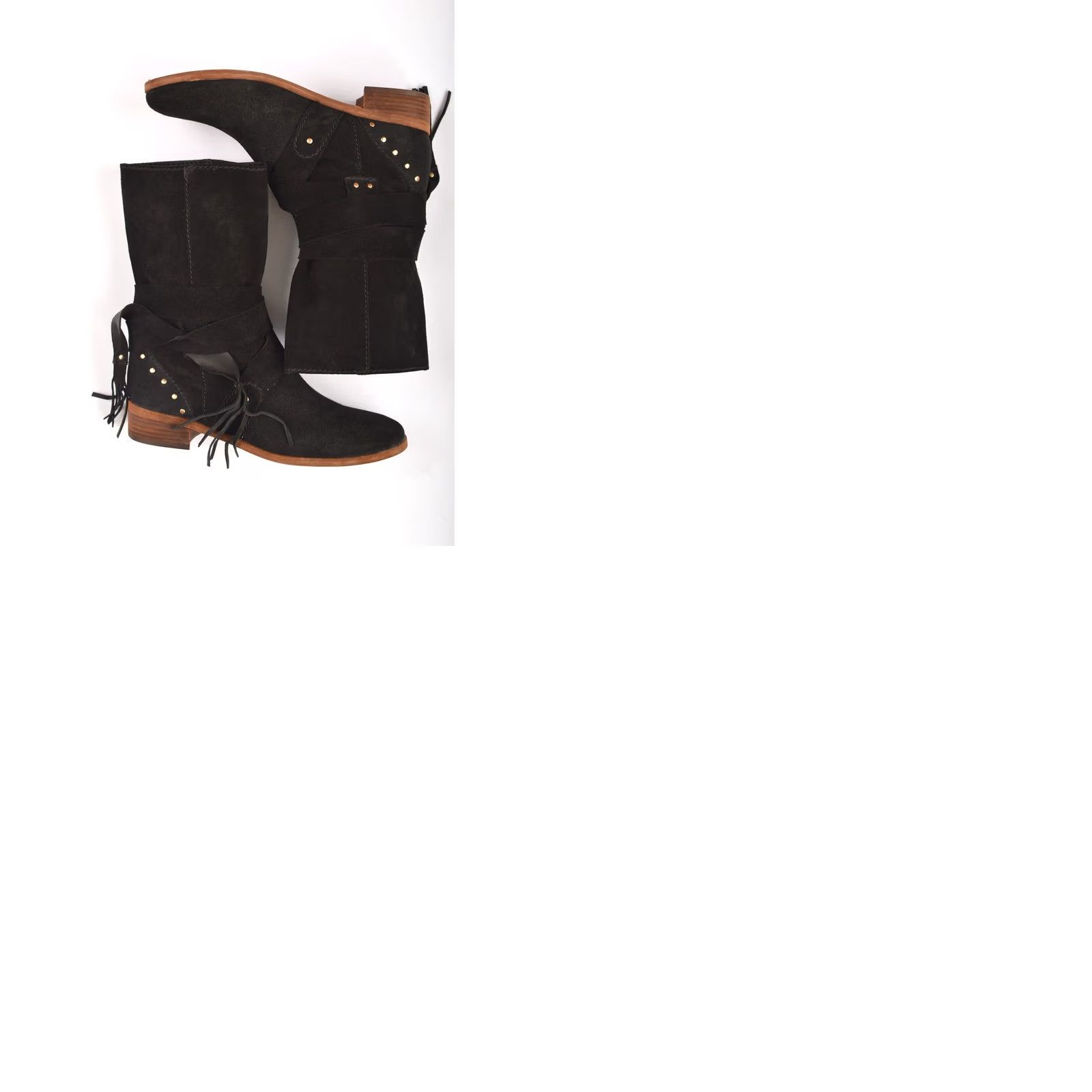 Vintage See By Chloe Crosta Black Studded Suede Designer Ankle Boots Size 38 Womens Boots Black Suede 90s? Size US 5 / IT 35 - 9 Thumbnail