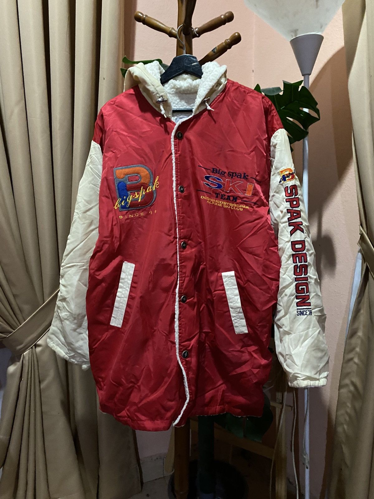 Vintage Vintage 1980s Big Spak Ski Team Jacket –Two-Tone Red & Cream Size US L / EU 52-54 / 3 - 3 Thumbnail