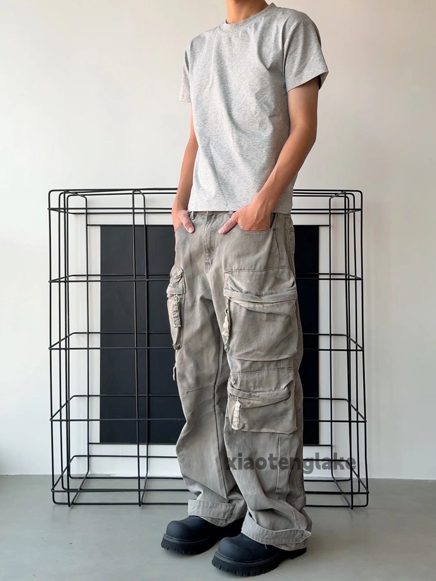 Vintage Utility skate hiphop loose baggy stain paint cargo pants Size US 34 / EU 50 - 4 Thumbnail