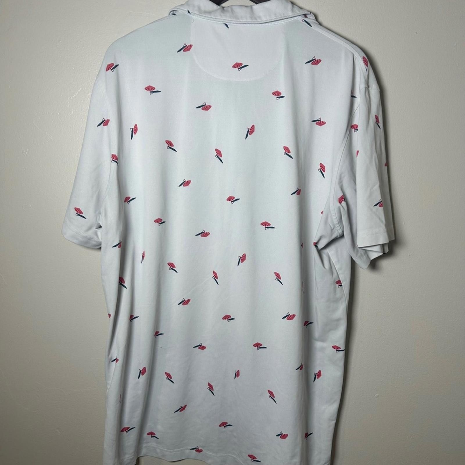 johnnie-O Johnnie O Mens Polo Shirt XL Short Sleeve White Print Golf Size US XL / EU 56 / 4 - 2 Thumbnail