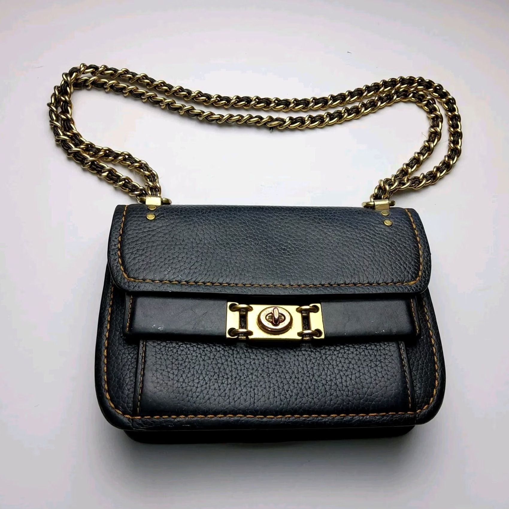 Coach Coach Troupe Crossbody Bag Purse - Black Leather Pebbled 16.5cm x 22cm Small Handbag Womens Vintage: No, 1941 Theme, Brass Hardware Size ONE SIZE - 2 Thumbnail