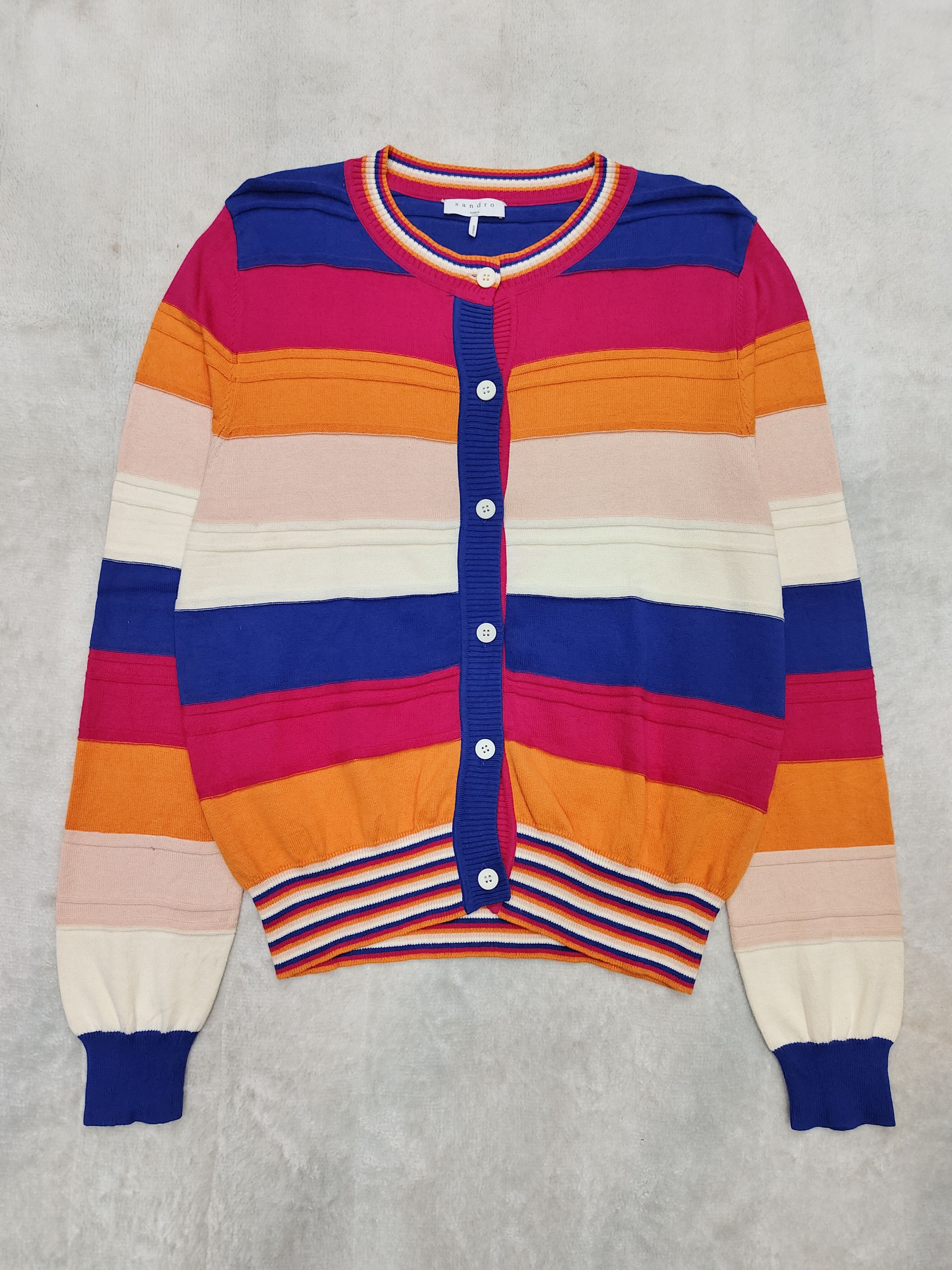Sandro 💥 Sandro 💥 Striped Multicolor Knitted Cardigan Size M / US 6-8 / IT 42-44 - 4 Thumbnail