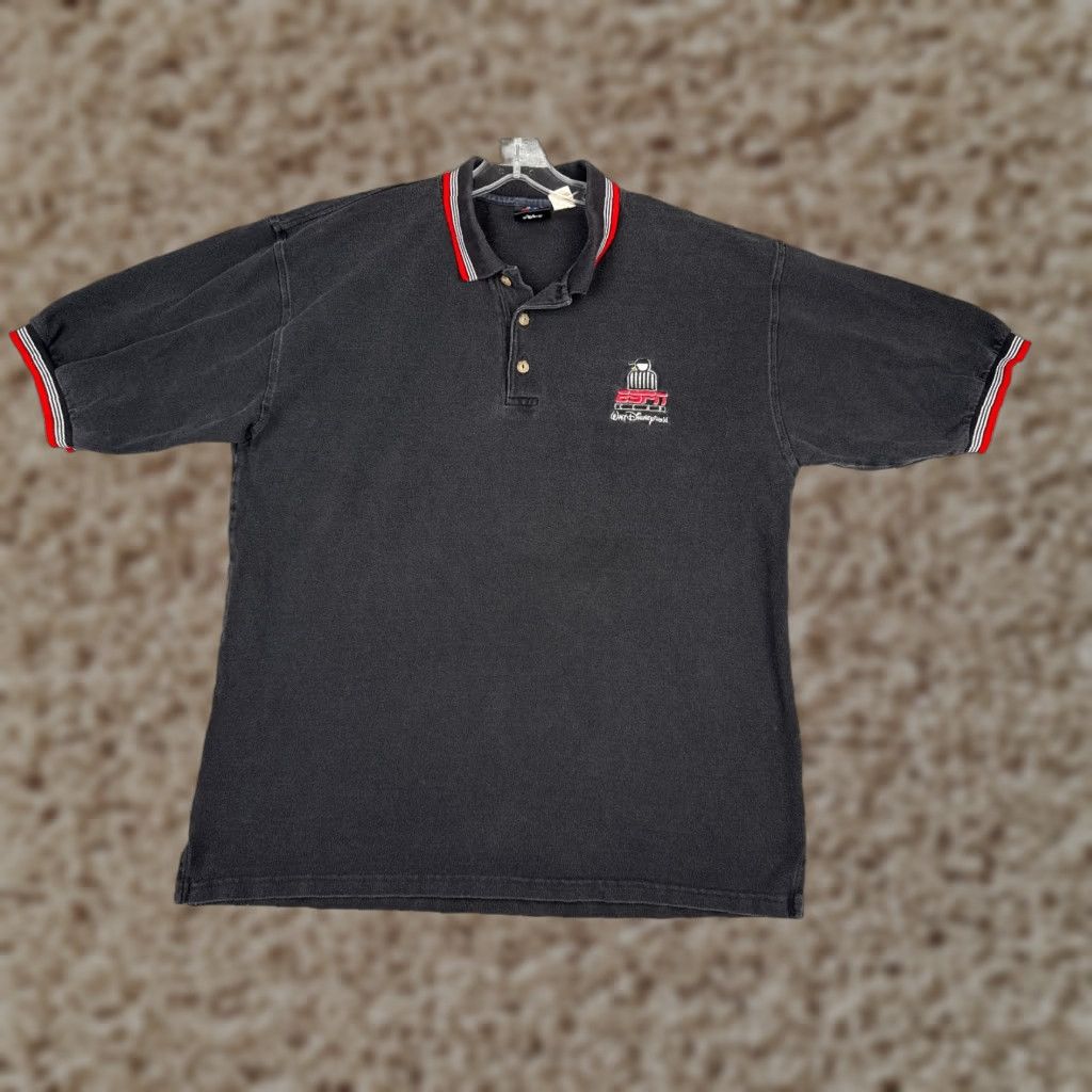 Disney VINTAGE Disney ESPN Club Polo Shirt Men XL Black 100% Cotton Polo Short Sleeve Button-Down Embroidered Logo Sports Classic 90s Size US XL / EU 56 / 4 - 1 Thumbnail