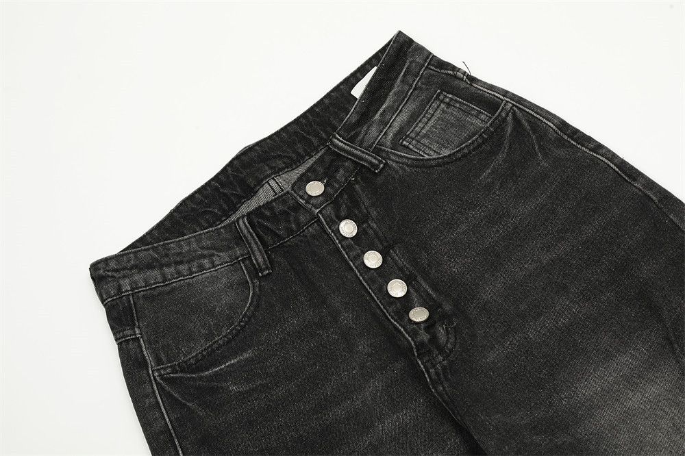 Jean Men's punk distressed washed button-down casual jeans Size US 32 / EU 48 - 3 Thumbnail