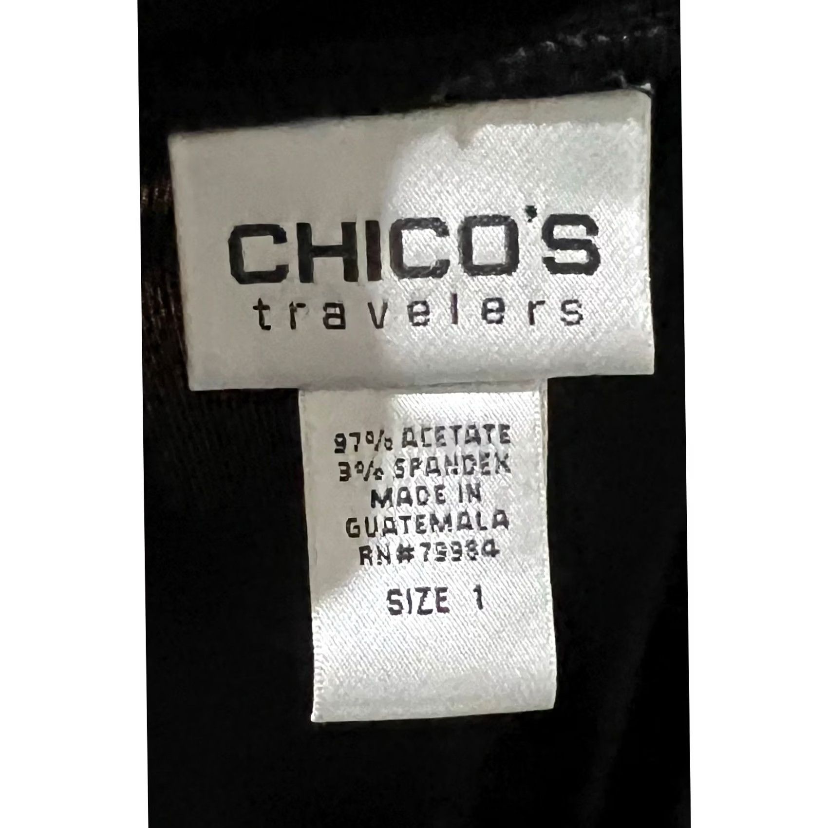 Vintage Chico’s Travelers Black Slinky Tunic Top Long Sleeve Button Scoop Neck Sz M Blouse Womens Regular XS? Size M / US 6-8 / IT 42-44 - 7 Thumbnail