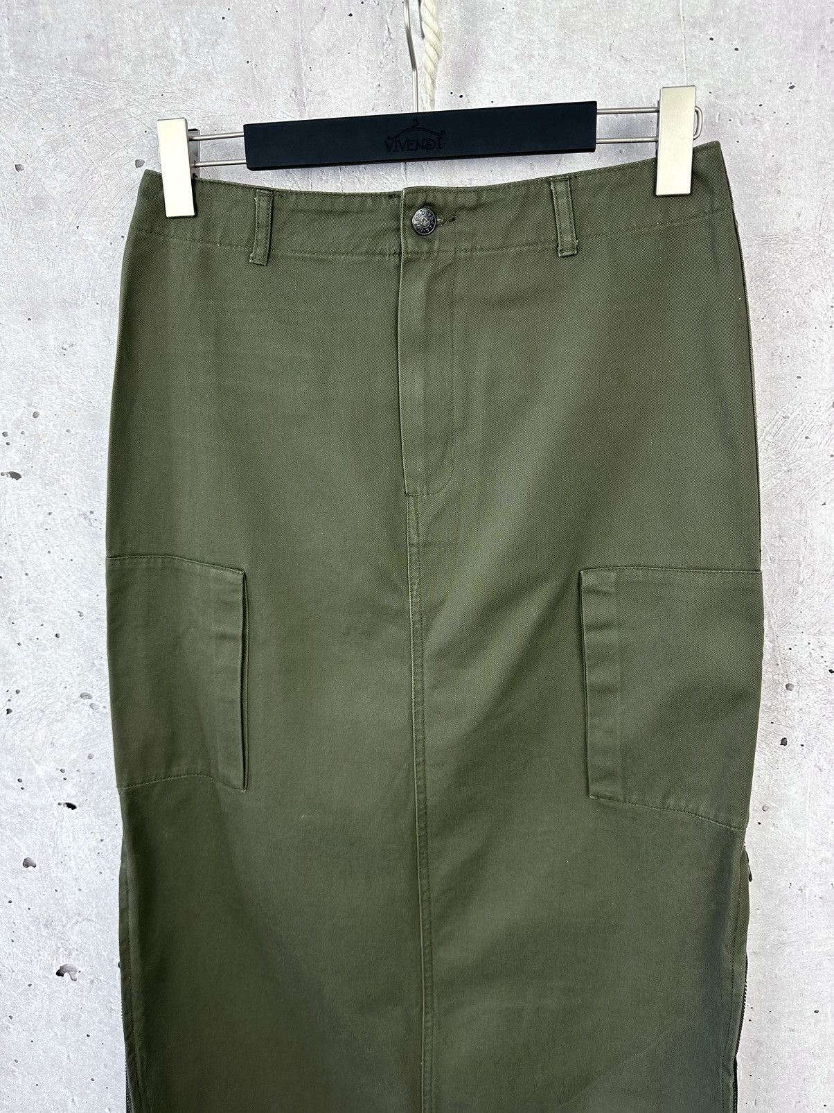 Japanese Brand × Vintage Neighborhood NYC Khaki Cargo Zipper Cotton Long Skirt Size 38" / US 16 / IT 52 - 2 Thumbnail