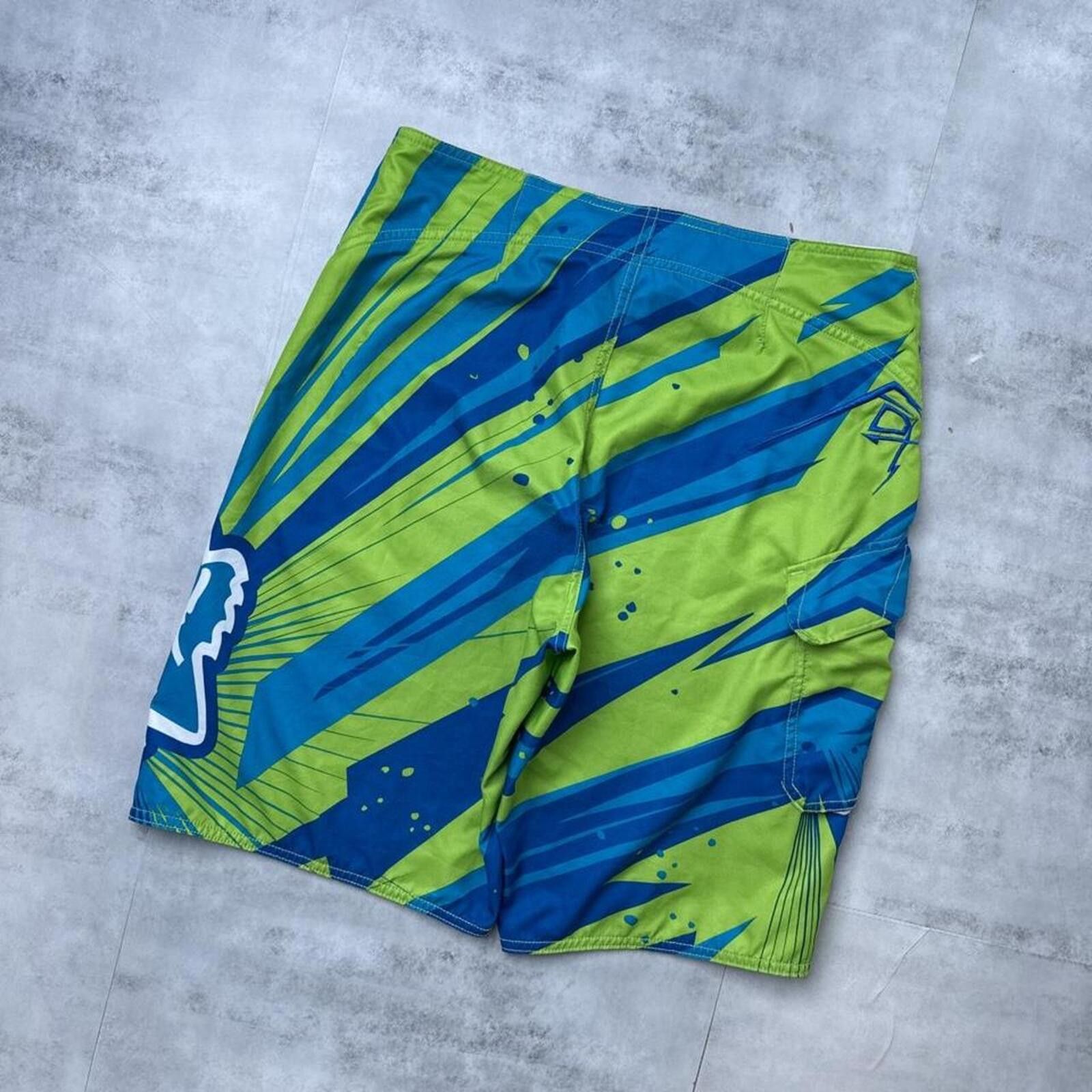 Fox Racing Y2K Fox Racing blue & green surf board 00s shorts Size US 33 - 8 Thumbnail