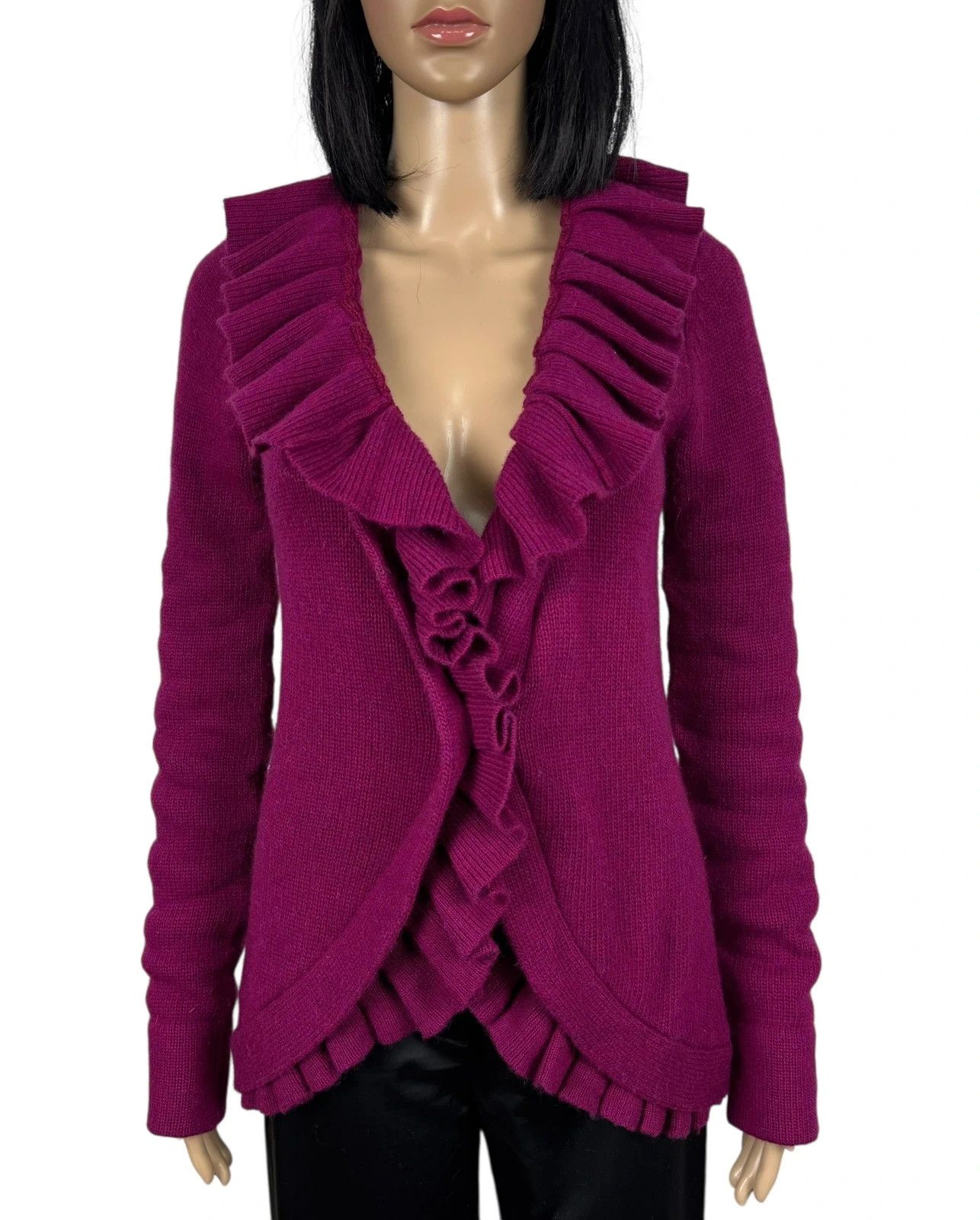 Emporio Armani Emporio Armani Ruffle Cardigan Wool Viscose size 46 Size L / US 10 / IT 46 - 2 Thumbnail
