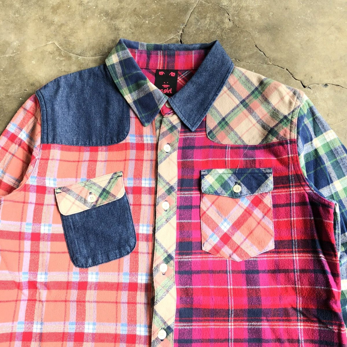 Hysteric Glamour 2000s X-girl Patchwork Double Pocket Button Up Shirt Size US M / EU 48-50 / 2 - 3 Thumbnail