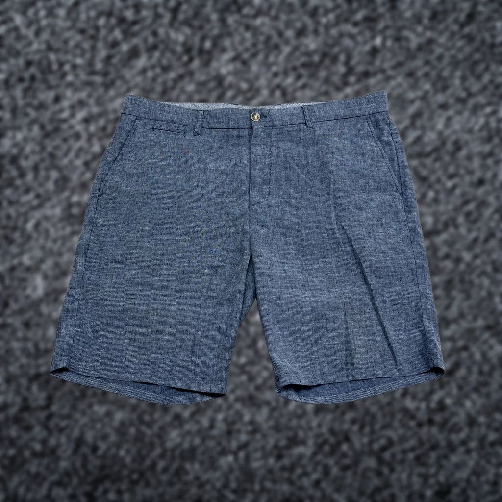 johnnie-O JohnnieO Shorts Mens 38 Blue Chambray Chino Linen Blend Stretch Casual Summer Size US 38 / EU 54 - 1 Thumbnail