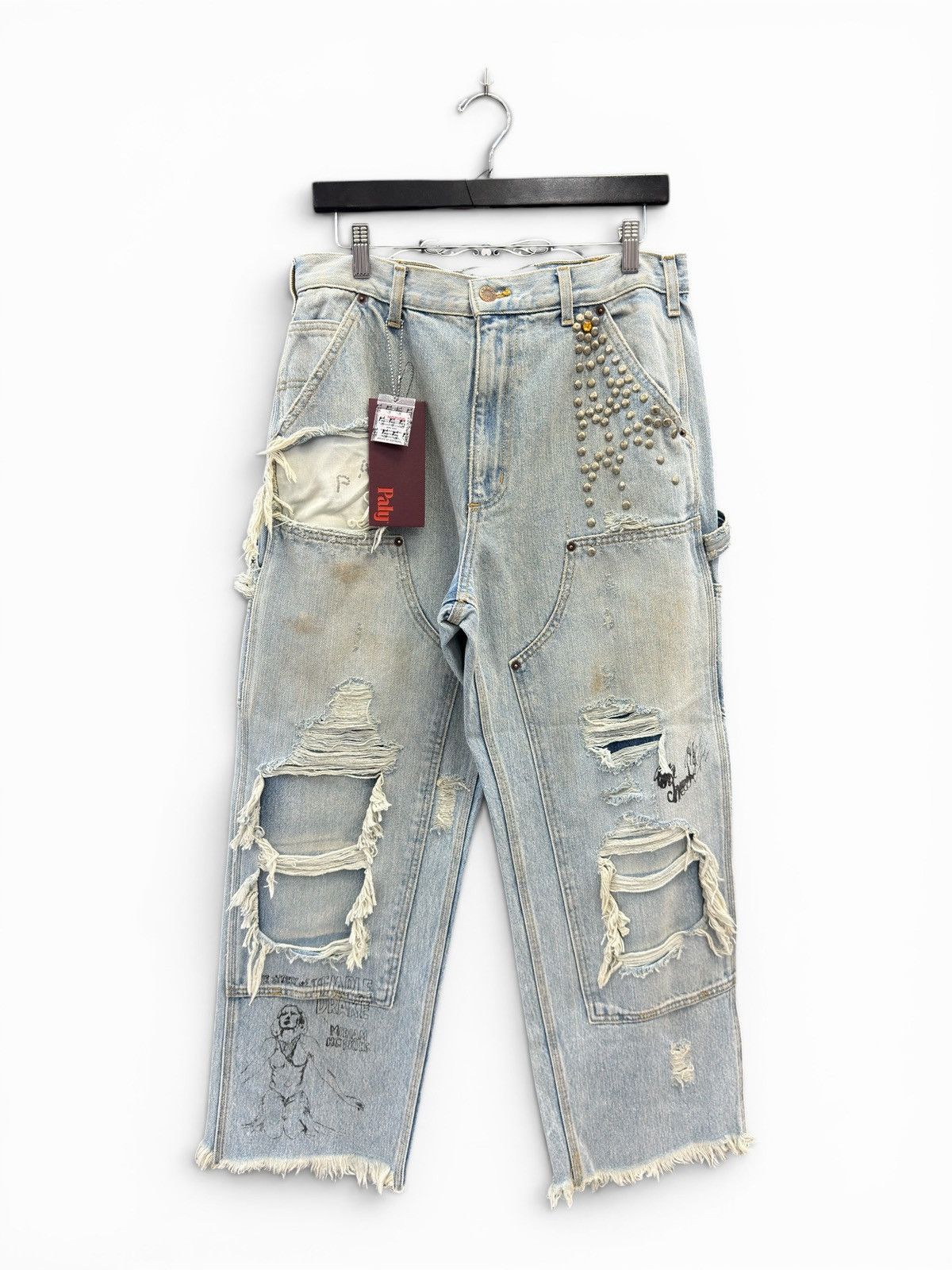 Paly Hollywood Paly Denim Busted Double Knee Pants Size US 32 / EU 48 - 1 Thumbnail