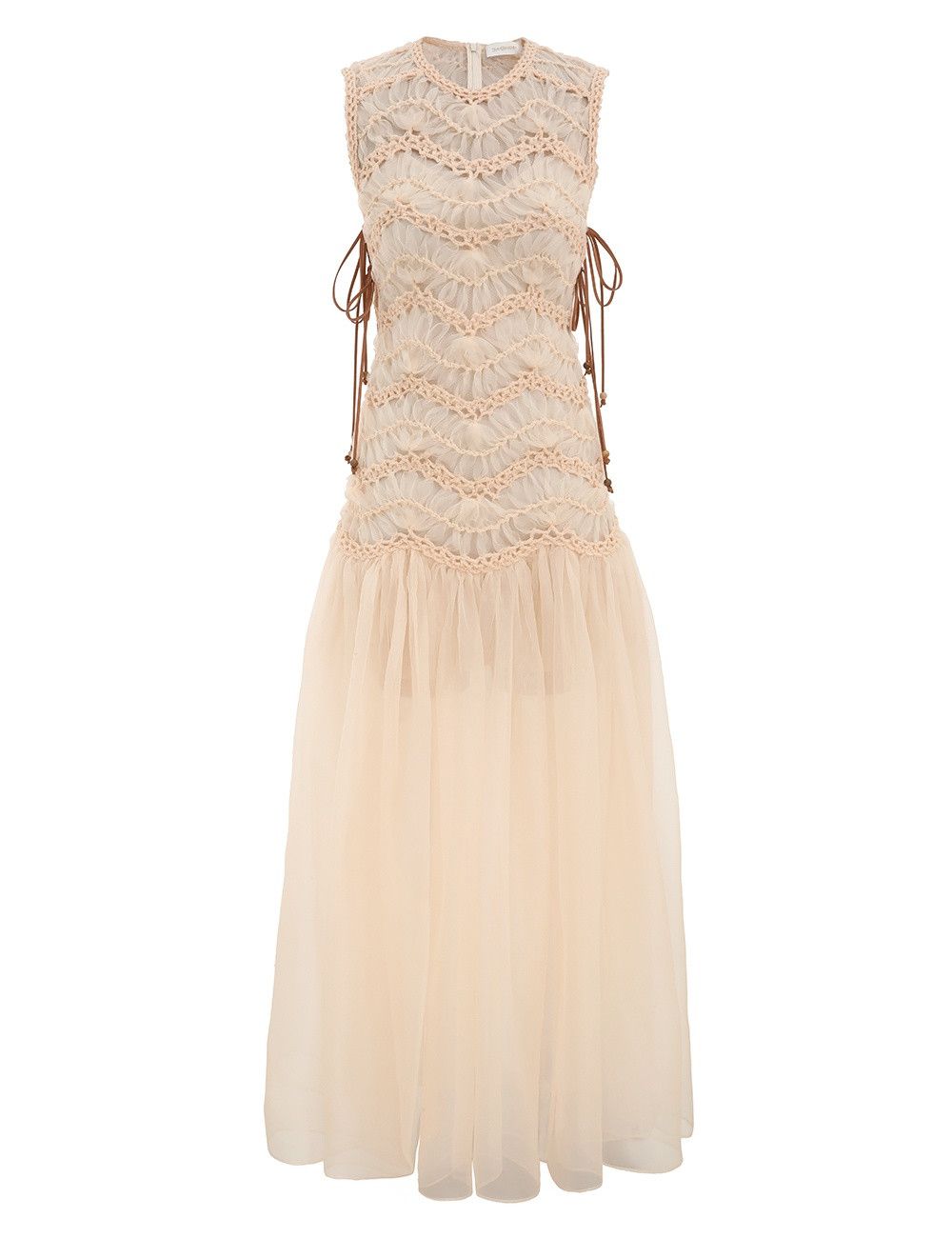 Zimmermann oc11z0226 Illuminate Macrame Maxi Dress In Cream Size L / US 10 / IT 46 - 1 Thumbnail