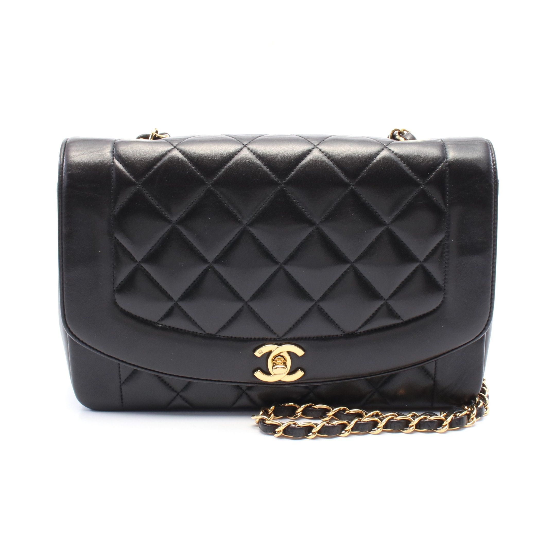 Chanel Chanel Matelasse Diana Flap Chain Shoulder Bag Lambskin Black Gold Hardware Size ONE SIZE - 1 Thumbnail