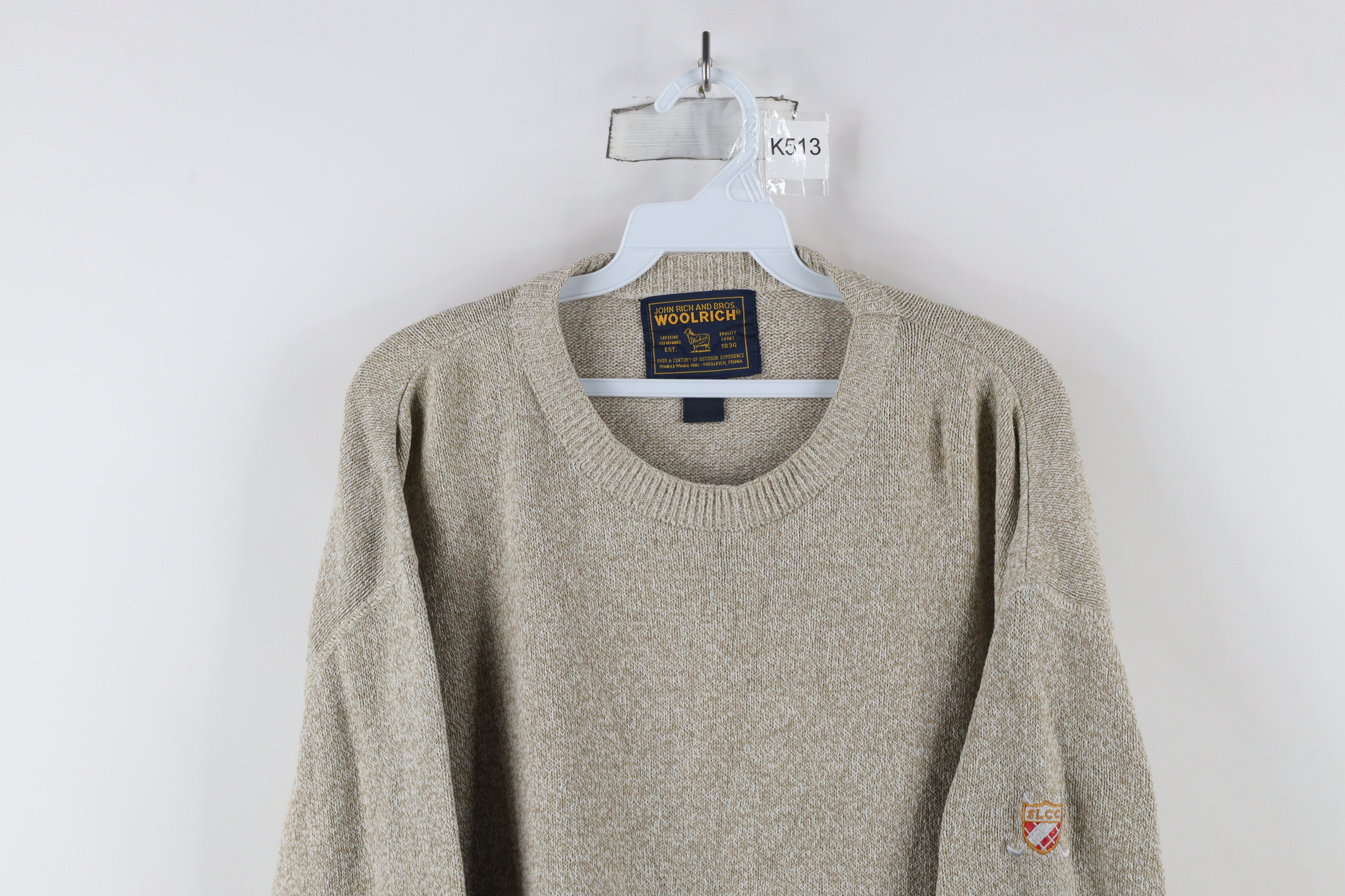 Vintage × Woolrich Woolen Mills Vintage 90s Woolrich Knit Crewneck Sweater Oatmeal Brown Size US XL / EU 56 / 4 - 2 Thumbnail