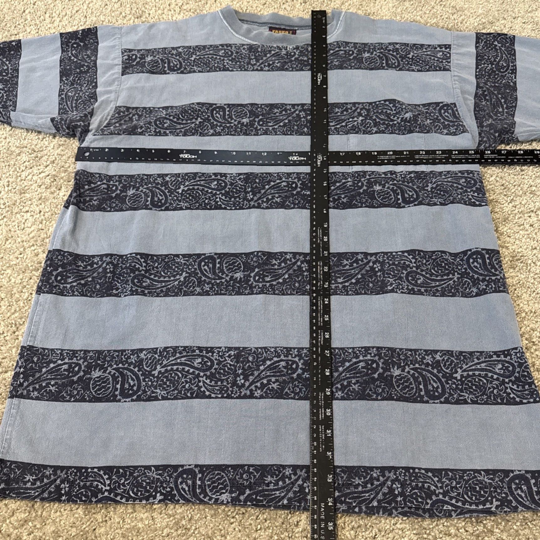 Faded Glory VINTAGE 90s Blue Paisley Stripe T-Shirt Front Pocket Faded Glory XL Men Size US XL / EU 56 / 4 - 6 Thumbnail