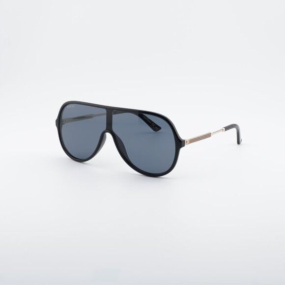 Gucci Gucci GG0199S 001 Sunglasses Shiny Black/Gold Shield Frame Size ONE SIZE - 1 Thumbnail