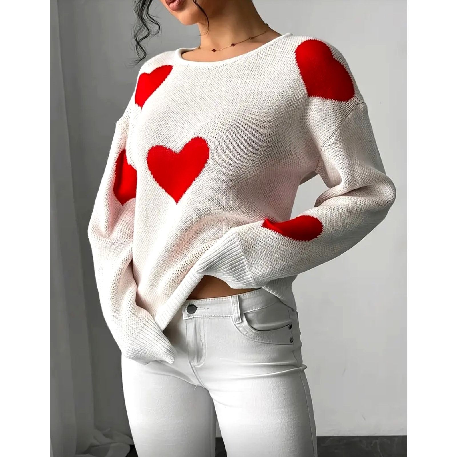Other Elegant Heart Backless Long Sleeve Crew Neck Sweater 10 Size L / US 10 / IT 46 - 6 Thumbnail