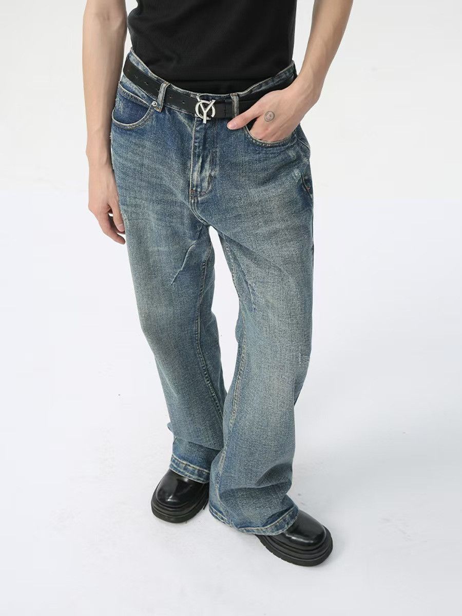 Japanese Brand × Jean Vintage High Street Cat Whisker Straight Leg Washed Jeans Size US 33 - 4 Thumbnail