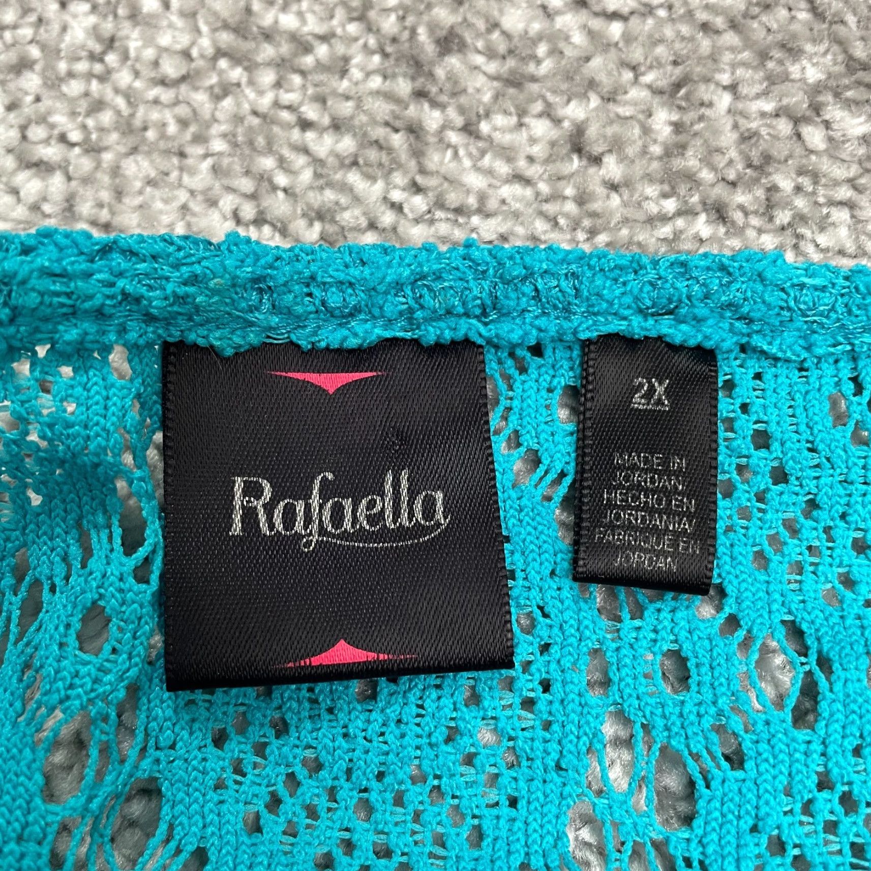 Vintage Rafaella Blouse Womens 2X Blue Lace Crew Neck Short Sleeve Lined Camisole Size XXL / US 16-18 / IT 52-54 - 4 Thumbnail
