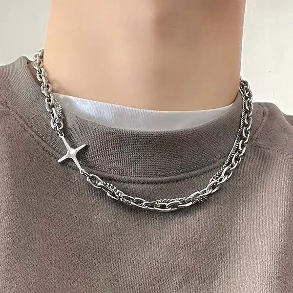 Jewelry Double Chain Cross Necklace Size ONE SIZE - 1 Thumbnail