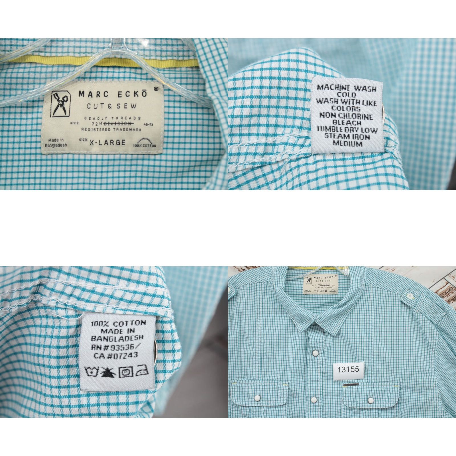Vintage Marc Ecko Shirt Mens XL Blue White Check Long Sleeve Pearl Snap Western Cowboy Size US XL / EU 56 / 4 - 8 Thumbnail
