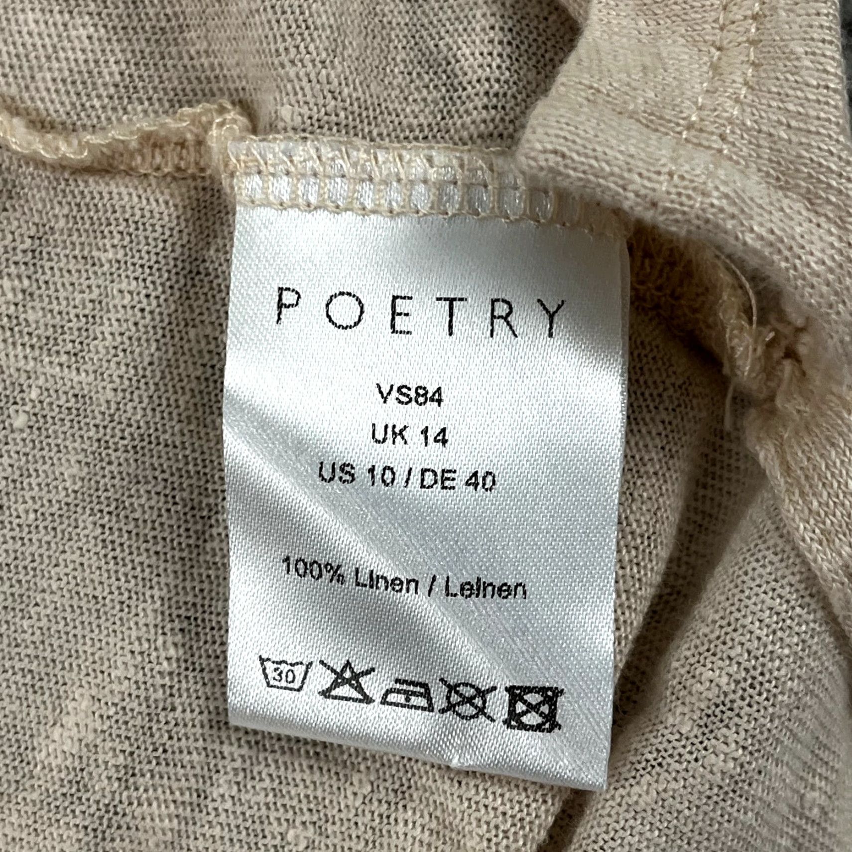Vintage POETRY Shirt Womens Blouse Pink Linen V-Neck 100% Linen Top Casual Workwear Shirt Women UK 14 US 10, Regular Fit Size L / US 10 / IT 46 - 3 Thumbnail