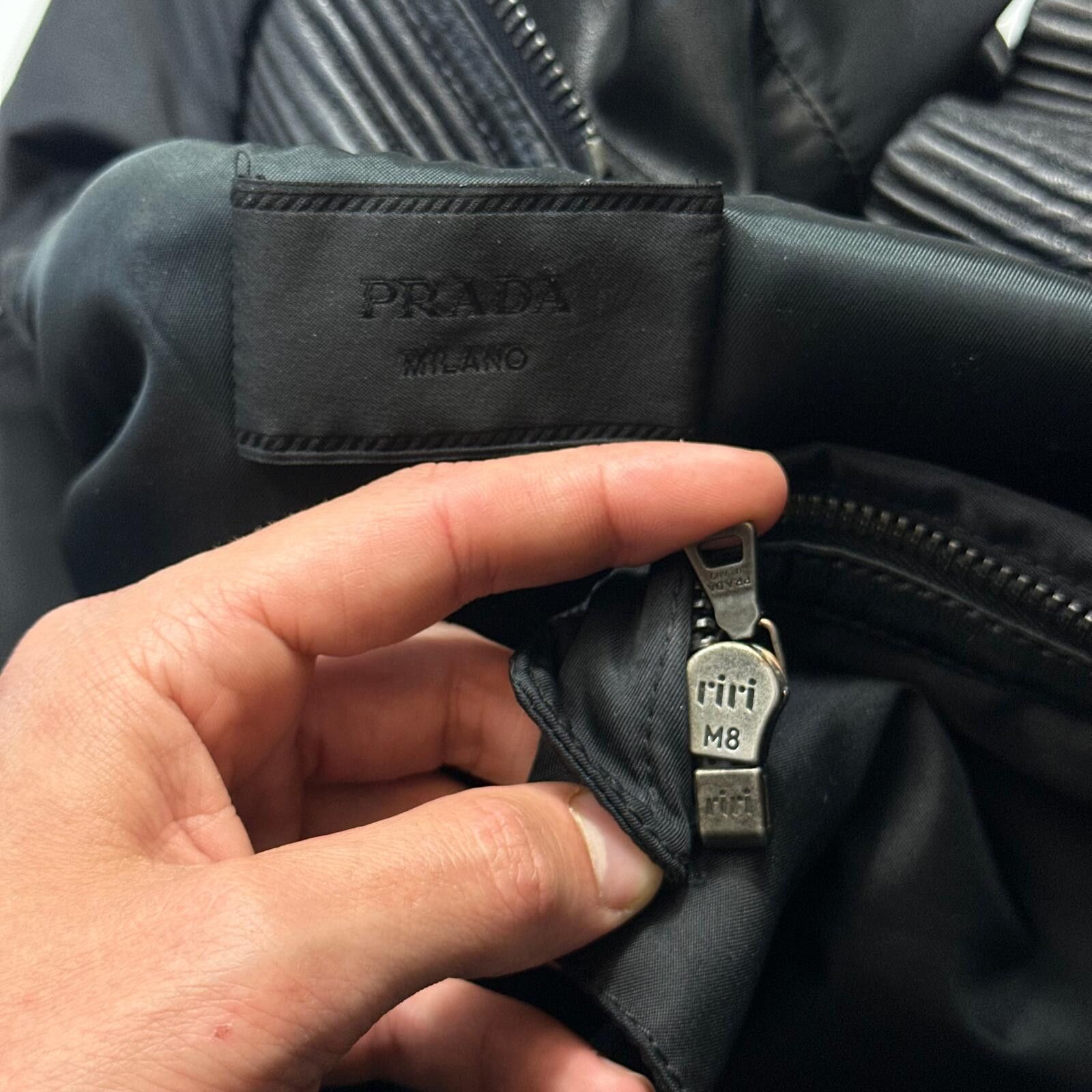 Prada Prada Milano 2007 Gabardine Nylon + Leather Bomber Jacket L Size US L / EU 52-54 / 3 - 9 Thumbnail