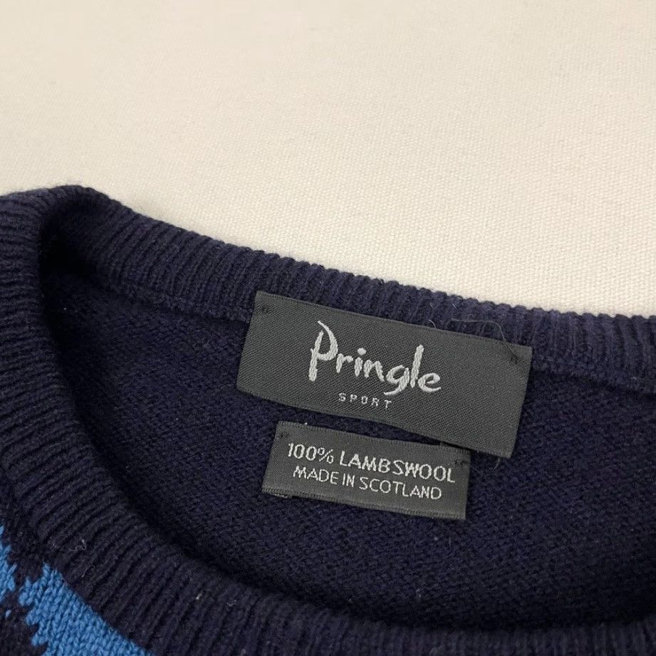 Pringle Of Scotland VINTAGE Pringle of Scotland Sport Sweater Mens L Blue Argyle Jumper Wool Lambs Wool Grandpa Size US L / EU 52-54 / 3 - 2 Thumbnail