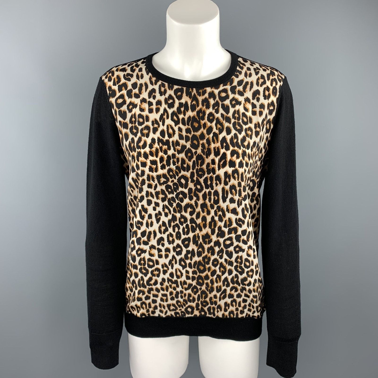 Equipment EQUIPMENT Size S Black & Tan Leopard Wool / Silk Pullover Size S / US 4 / IT 40 - 1 Thumbnail