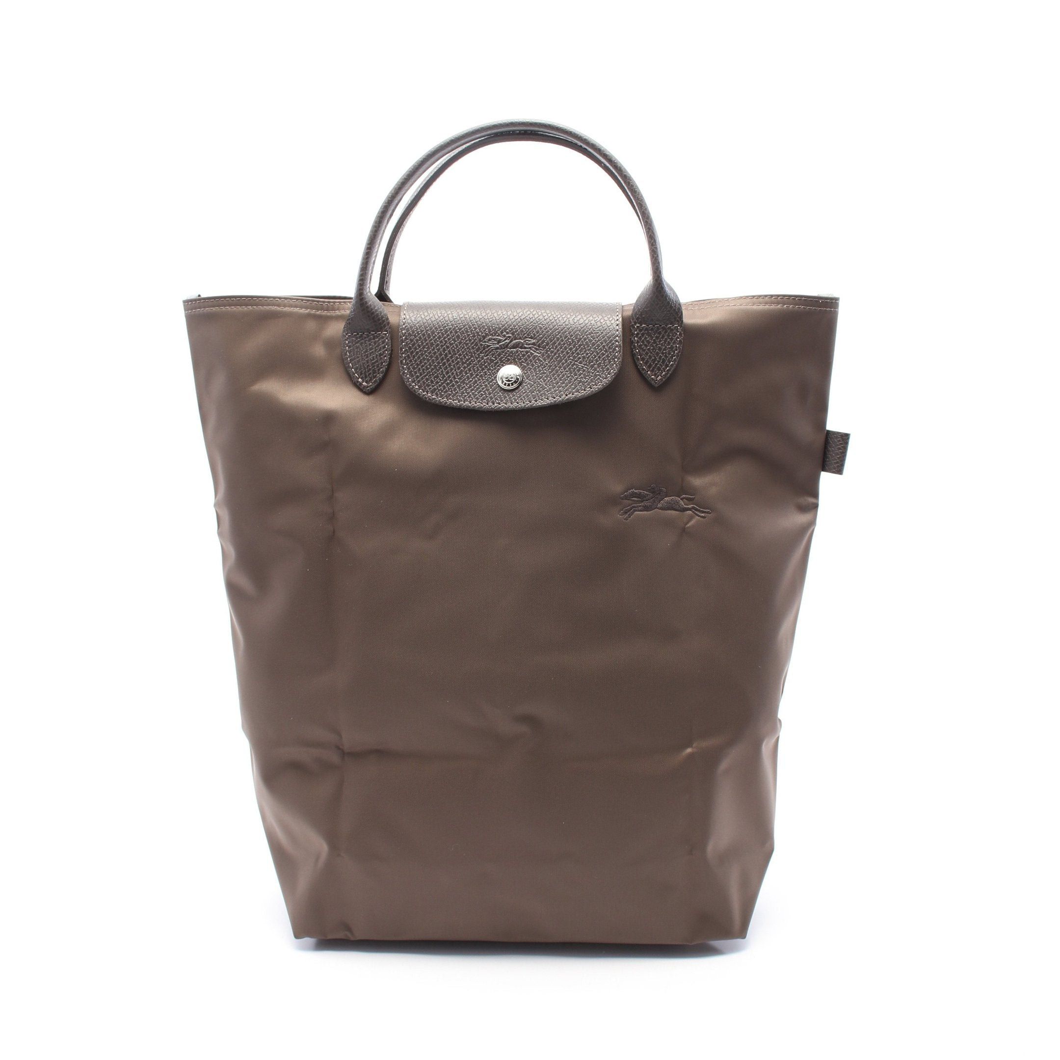 Longchamp Longchamp Le Preage Green M Shopping Bag Handbag Tote Fabric Leather Khaki Gray Brown Size ONE SIZE - 1 Thumbnail