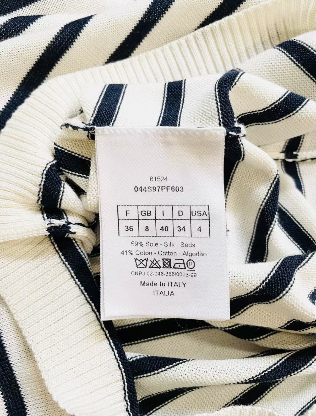 Dior Dior F36 Black & White Striped Knit Sweater J33 Size XS / US 0-2 / IT 36-38 - 5 Thumbnail