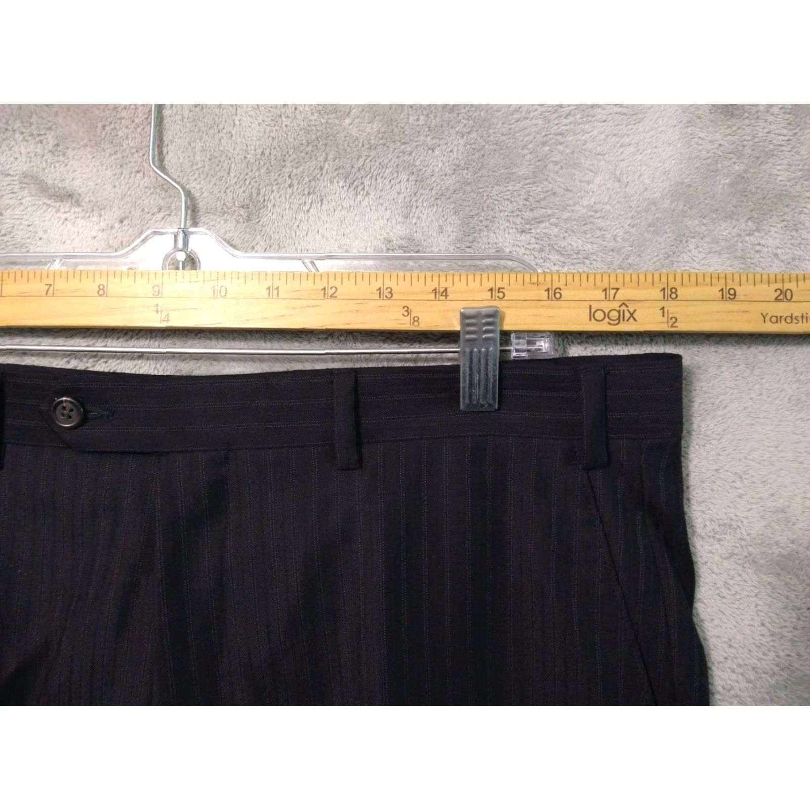 Chaps Chaps Dress Pants Mens 36x30 Black Pinstriped Wool Straight Leg Flat Front Dress Pants Mens Regular Black Wool Pinstriped Flat Front 36 Inseam 30 Size US 36 / EU 52 - 3 Thumbnail