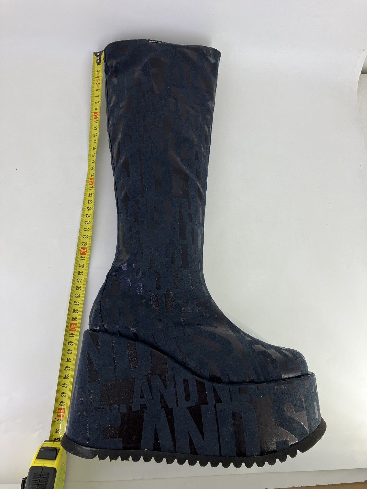 Vintage Rock Bull black faux leather chunky platform knee boots 90s Size US 11 / IT 41 - 7 Thumbnail
