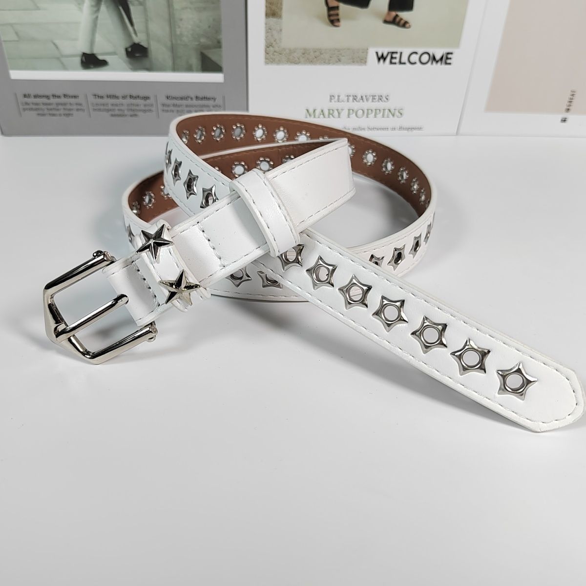 Designer Modern Vintage Belt Riveted Belts Menswear Accessories Size ONE SIZE - 1 Thumbnail