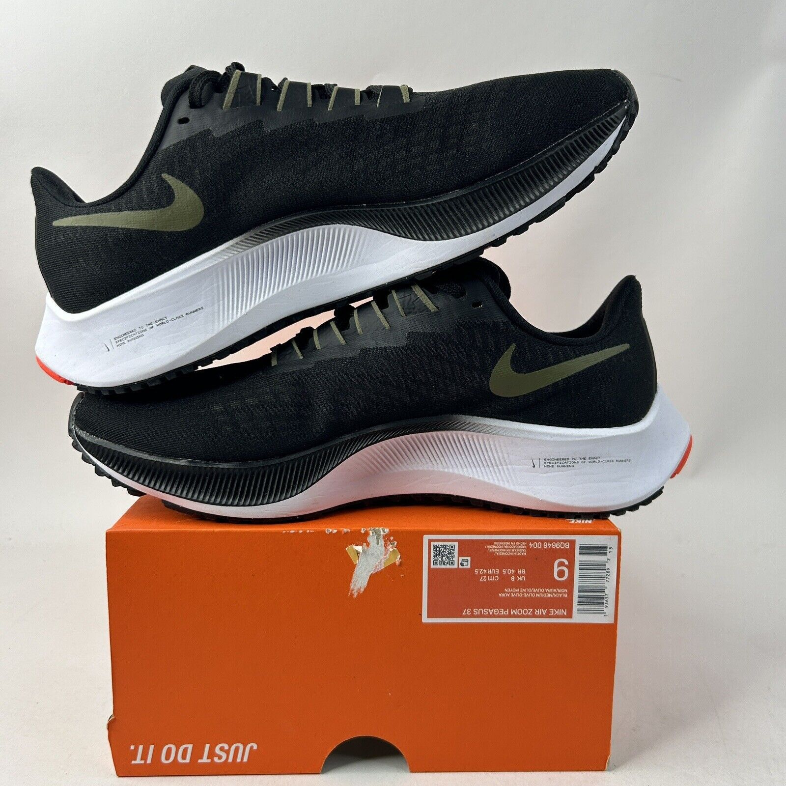 Nike Nike Air Zoom Pegasus 37 “Black Medium Olive Green” 2024 Size US 9 / EU 42 - 3 Thumbnail