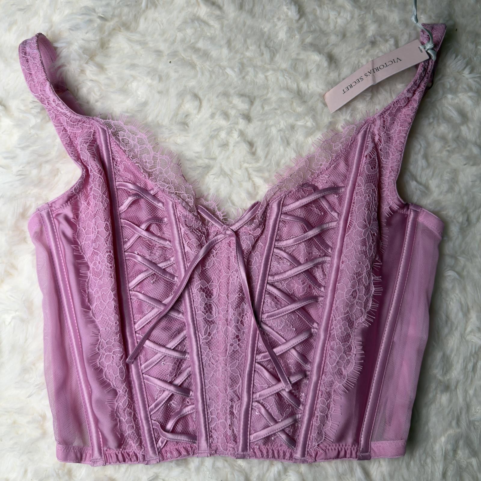 Other Victoria's Secret Pink Lace-Up Corset Top Bra M-DD Size M / US 6-8 / IT 42-44 - 1 Thumbnail