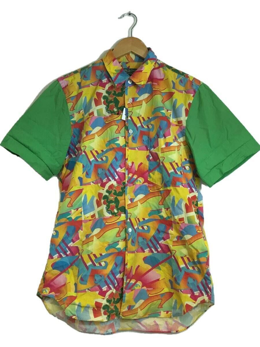 Shirt Short sleeve cotton allover pattern button up Yellow