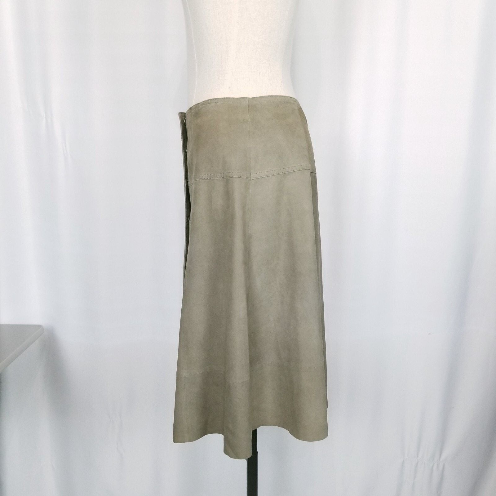 Joie Joie Mylon Goat Leather Snap Front Skirt Green Sz Small Size 27" / US 4 / IT 40 - 6 Thumbnail