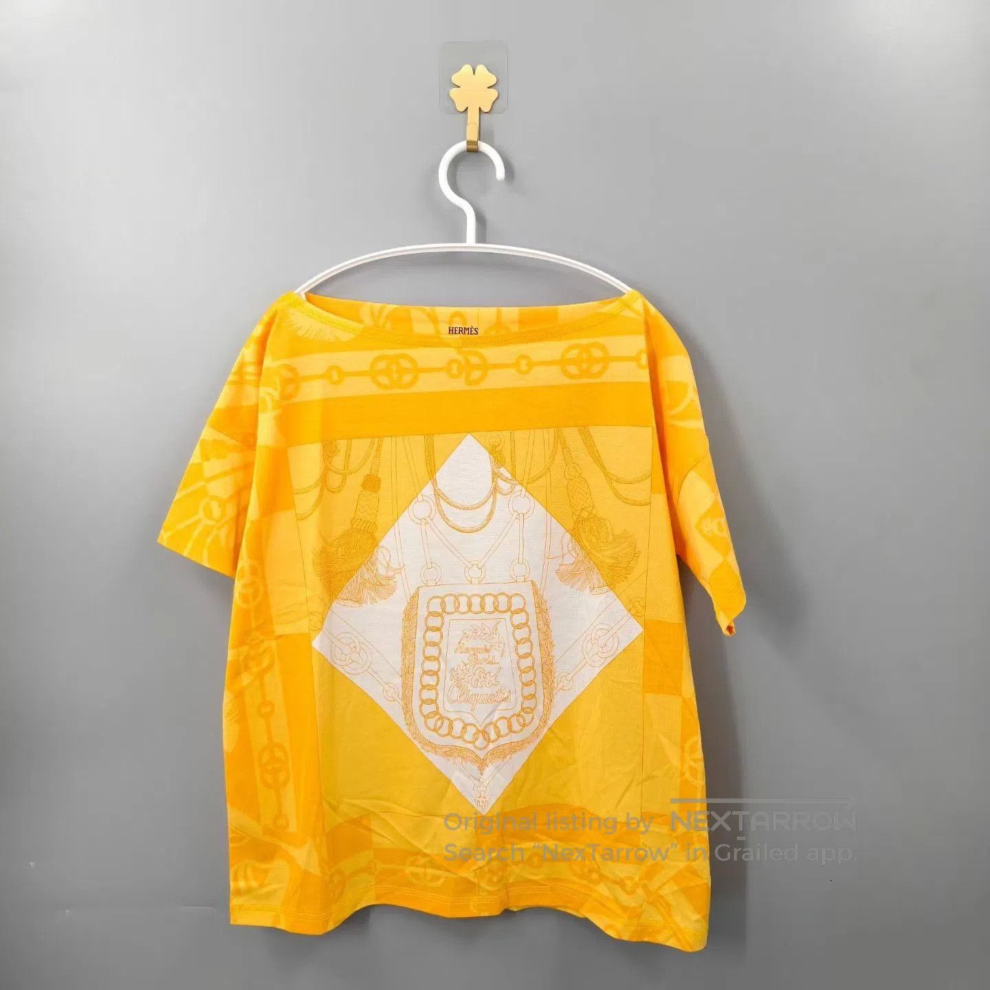 Hermes Hermes Yellow Harness Print Silk Short-Sleeve. Size XXS / US 00 / IT 34 - 1 Thumbnail